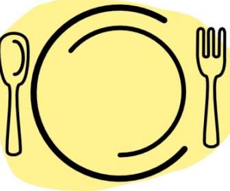 Iammisc Dinner Plate With Spoon And Fork Clip Art