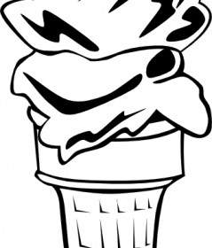 Ice Cream Cone Scoop B And W Clip Art
