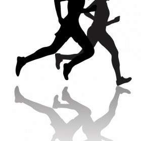 Interracial Couple Jogging Or Exercising