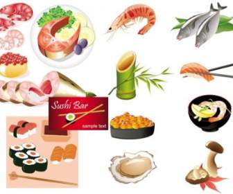 Vektor Masakan Seafood Jepang