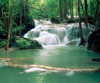 Kao Pun Temple Waterfalls Wallpaper Waterfalls Nature
