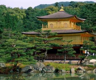 금 각 사 사원 벽지 일본 세계