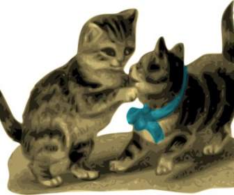 Anak Kucing Satu Dengan Blue Ribbon Clip Art