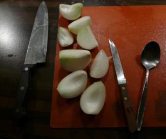 Messer Schneiden Zwiebel