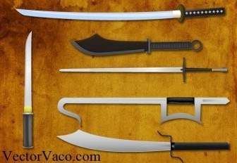 Pisau Dan Pedang Vektor Jepang Pedang Samurai Vektor Vektor Ai Kungfu Pedang Ai Kill Bill Samurai Vektor
