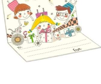 Korea Cute Line Drawing Vector Family