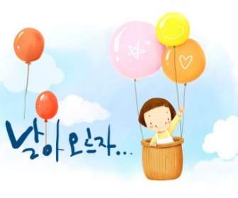 Niños Coreanos Illustrator Psd