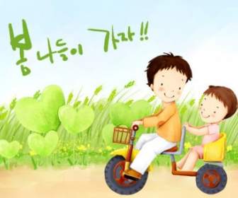 Enfants Coréens Illustrator Psd