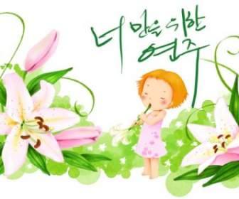 Niños Coreanos Illustrator Psd