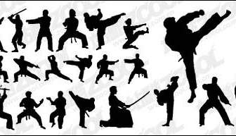 Kung Fu Tindakan Siluet Vektor