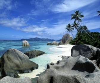 Monde De Seychelles La Digue Insulaire Papier Peint