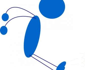 Landing Blue Stick Man Clip Art