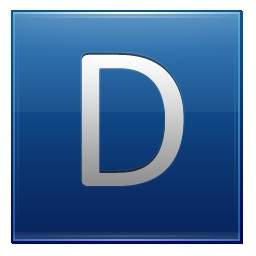 ตัวอักษร D สีฟ้า