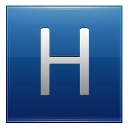 ตัวอักษร H สีน้ำเงิน