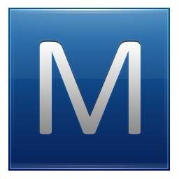 ตัวอักษร M สีน้ำเงิน