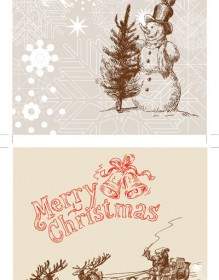 Line Drawing Christmas Cards Vector