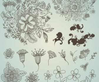 Line Drawing Flower Pattern Vector