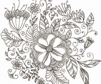 Strichzeichnung Swirl Blume Muster Vektorgrafik