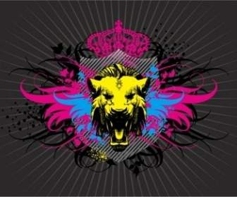Lion Head And Wings Vector