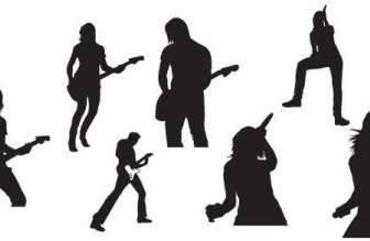 Live Music Silhouettes Vector