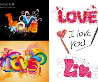 Love Love Colorful Pattern Vector
