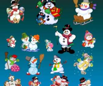 Lovely Christmas Snowman Set Psd Layered