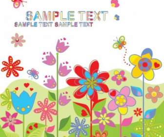 Lovely Colorful Flowers Vector