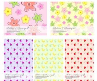 Lovely Fruit And Flowers Vector Background
