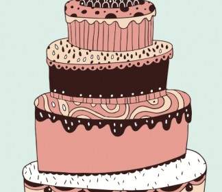 可愛多層的蛋糕向量