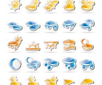 Lovely Weather Icon Stickers Vector