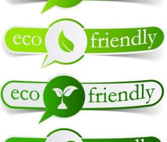Lowcarbon Green Theme Label Banner Design Vector