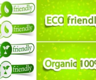 Lowcarbon Green Theme Label Banner Design Vector