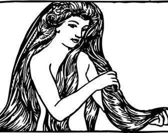 Maiden With Long Hair Clip Art