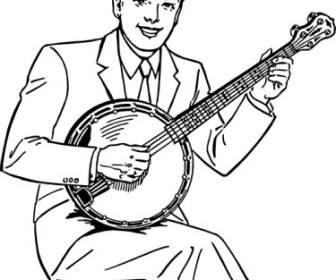 Man Playing Banjo Clip Art