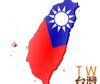 Bandiera Mappa Basata Di Taiwan