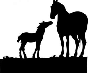 馬と子馬のクリップアート
