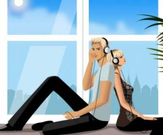 Men And Women Back To Back Music The Fashion Window Vector