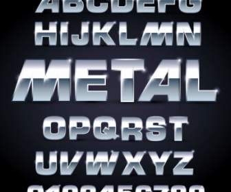 Metal Texture Font Design Vector