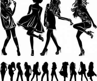 Modern Beauty Black And White Silhouette Vector