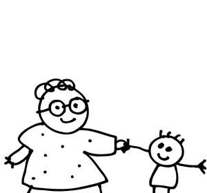 Mom Holding Childs Hand Outline