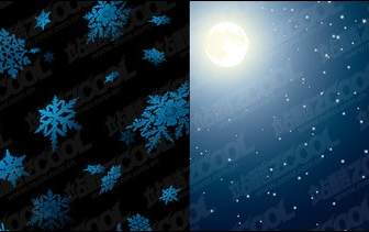 月光和雪花向量