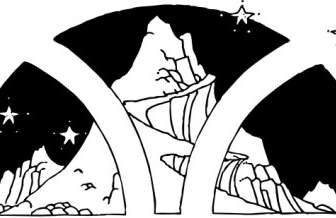 Mountain And Stars Clip Art