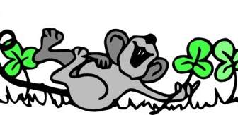 Mouse Playing In Shamrocks Clip Art
