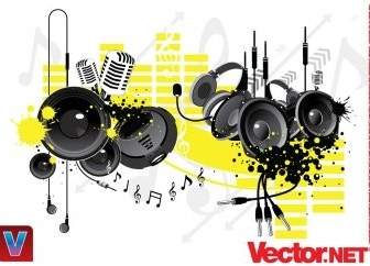 Musica Equipement Vettoriale Microfono Vettoriale Auricolare Vector Vector Audio Auricolare Vettoriale