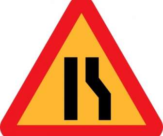 Narrowing Lanes Road Sign Clip Art