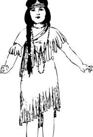 美洲原住民女孩剪貼畫