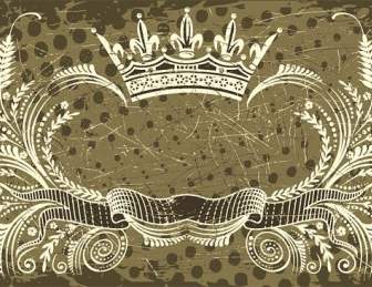 懷舊歐洲皇冠絲帶花紋向量