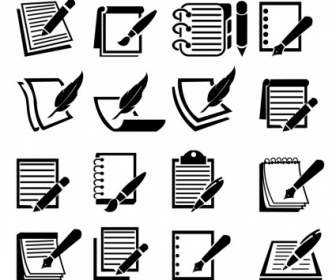 Notebook And Pen Icon Set