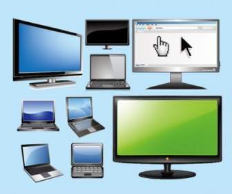 Notebook Computers And Lcd Monitors Vector
