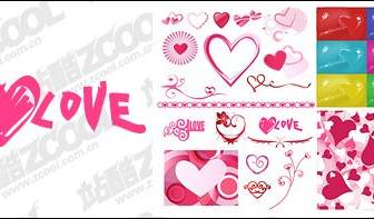 Number Of Valentine S Day Heart Shaped Elements Of Vector Material